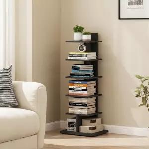 튜토탁 좁은 책장 6단 작은 공간을 위한 척추 거실을 코너 스탠딩 선반 사무실 서재 현관 블랙 BS06BK016