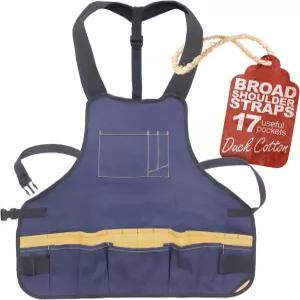 남성용 목공 앞치마 편안한 착용감을 제공하는 어깨끈 퀵 릴리스 버클 17 포켓 오리코튼 목공용