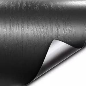 VViViD 블랙 애쉬 우드 그레인 텍스처 비닐 랩 필름(1피트 x 48인치) 공기 방출 포함