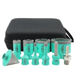 다이아몬드 홀 톱 키트 - 도자기 세라믹 화강암 대리석용 10PCS 타일 코어 드릴 비트 세트 6-65mm 핑거