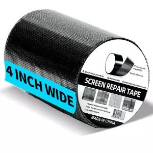 우타우홈 창문 스크린 도어 수리 테이프 4인치 x 20피트 블랙 유리섬유 메시 3겹 강력 방수 커버