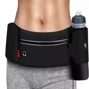 접이식 물병 홀더가 있는 심플텍 러닝 벨트 가방(병은 포함되지 않음) 바운스 없는 대형 포켓 방수 패니