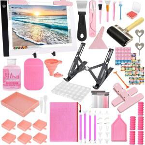 A4 다이아몬드 페인팅 라이트 패드 키트, 액세서리용 보드, 비드 정리함 및 전체 드릴 부분 아트를 위한 5D 도구 세트가 포함된 XEUZK 올 인클루시브 아트 액세서리 키트