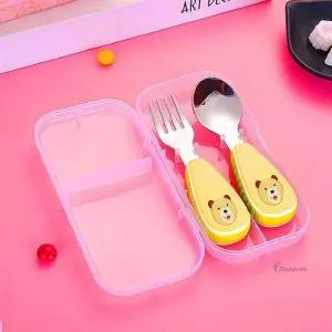 휴대용수저 아동 숟가락 스푼 어린이 유아 케이스세트 큐티베어 포크 신생아 베이비 아기 키즈ssu351