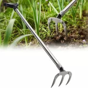 칼첼레 핸드 레이크 가든 툴 - 75인치 롱 핸들 감자 경운기 제초용 3-Tine 헤비 듀티 카본 스틸 D 그립으로