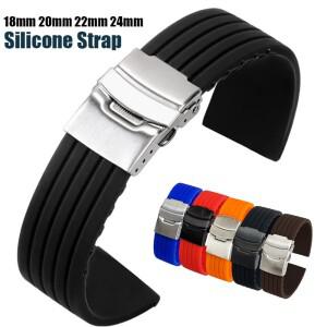 18mm 20mm 스포츠 실리콘 시계 밴드 세이코에 대한 범용 방수 고무 접는 버클 스트랩 팔찌 액세서리