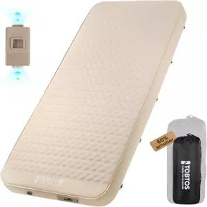 전기 펌프가 장착된 TOBTOS 4인치 두꺼운 자가 팽창 수면 패드 60년대 초압축성 컴팩트 폼 캠핑 매트리스