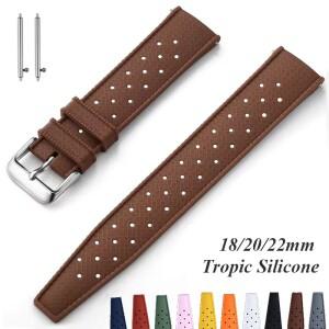 트로픽 실리콘 시계 밴드 퀵 릴리스 고무 스트랩 18mm 20mm 통기성 방수 손목 남성 여성을