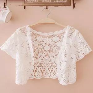 여름 레이스 숏 볼레로 카디건 얇은 펀칭 반팔 아우터