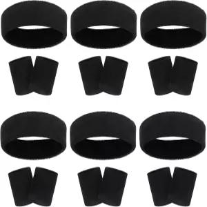 18개 스웨트밴드 헤드밴드 손목밴드 세트 컬러풀 스트라이프 테리 천 스포츠 체육관 80년대 스웨트