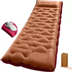 LLUAII 캠핑 수면 패드 베개와 발 펌프가 내장된 5.9인치 두께의 매트 백패킹 텐트 (그린을 위한 셀프