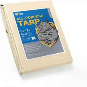 가드 쉴드 베이지 방수 6x8피트 야외용 폴리 커버 두꺼운 자외선 저항 캐노피 타포 그로밋 10밀리리터 포함