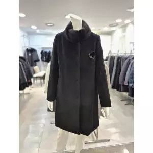 [하프클럽/쉐르담]쉐르담 세이브존01 알파카 밍크 배색 코트 CH4-951LC(BK)
