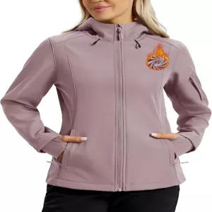 야외 하이킹을 위한 TACVASEN 여성용 방수 소프트쉘 재킷 후드 플리스 안감 따뜻한 가벼운 레인코트