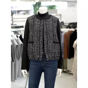 [하프클럽/] 세이브존03 밑단 밴딩 트위드 라운드 베스트 조끼 P244V064 AGP244V06