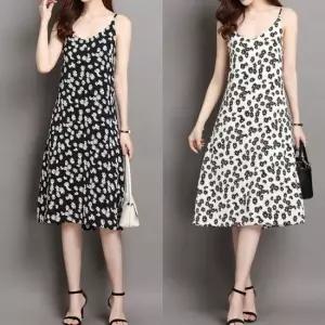 스타일하우스)원피스 OPS 비치룩 끈나시 치마 플라워 꽃패턴