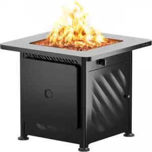 이스트 오크 28인치 야외 프로판 파이어 피트 테이블 이지훅 뚜껑 메쉬 포켓 용암 바위가 있는 외부용 52