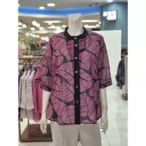 [포라리] 세이브존05 리프라인 시스루 배색 블라우스 LB24111_P394686212