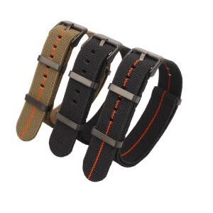 세이코 60년대 프랑스군 낙하산 가방 나토 스트랩 18mm 20mm 야외 방수 팔찌용 세척 가능한 탄성 나일론 시