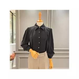 [아니베에프] A59WBL520 골드버튼 어깨주름 블라우스_P409710667