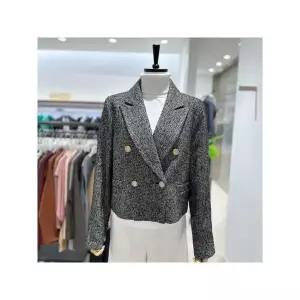 [오프리미츠] B23JK2903 더블버튼 멜란지 크롭 자켓_P375315245