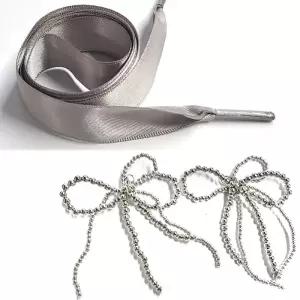 오리본 실버리본신발끈세트 폭20mm 리본끈 실크 신발끈 슈즈참 커스텀