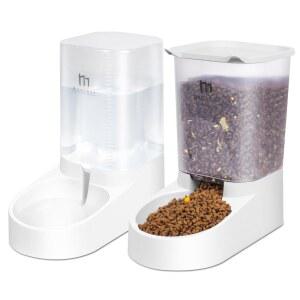 마쿨 개 사료 공급기, 그래비티 고양이 공급기 및 물 분배기 세트, 자동 애완동물 그릇 소형 반려동물 강아지 토끼를 위한 대용량, 1갤런