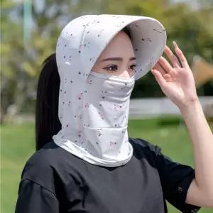 얼굴햇빛가리개 여성골프마스크 플라워화이트