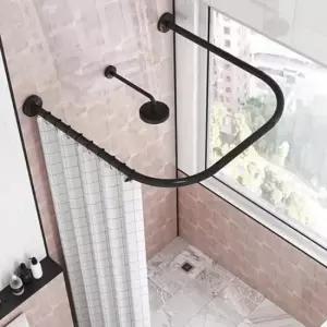 파티션 키밍 욕실 샤워커튼봉 ㄷ자 코너 곡선봉 블랙 100cm