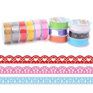 팬시용품 컬러 DIY 마스킹 테이프 (랜덤) 레이스 디자인 X12개