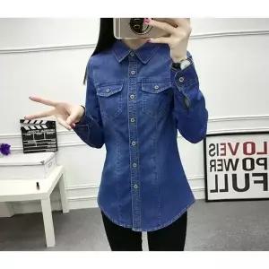 여성 청남방 여자 셔츠 데님 루즈 기본 청셔츠 캐주얼 청남방 여성