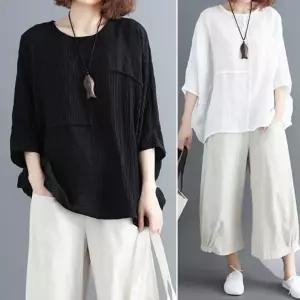 리델 블라우스 데일리룩 박스핏 심플 오부소매 시원 공용 로미홀리 여성