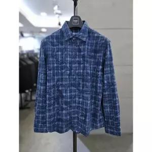 [하프클럽/] 세이브존03  남자 가을 겨울 남방 블루 프린팅 긴팔 셔츠 WSAGZ3TT3