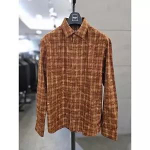 [하프클럽/] 세이브존03  남자 가을 겨울 남방 브라운 프린팅 긴팔 셔츠 WSAGZ3