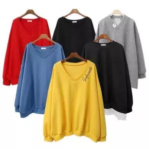 중년 빅사이즈 브이넥 박스 티셔츠 엄마 옷 맨투맨티 (23666271A)