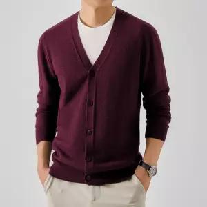 니트 울 캐주얼 도톰 브이넥 남성패션 카디건 빅사이즈 스웨터 솔리드 DL4