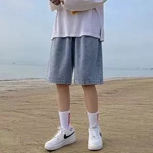 [모로엠]루즈핏 남성 데님 워싱 하프팬츠 ON-PTH-QWFMC5F4