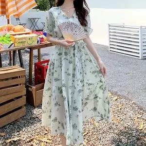 쉬폰원피스 플라워 롱원피스 여름 데일리룩 캉캉 원피스 바캉스룩