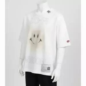 메종 미하라 야스히로 스마일리 페이스 프린트 반팔 티셔츠 화이트 A12TS651
