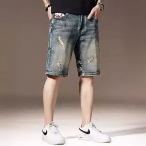 팬츠 청 빈티지 캐주얼 자수 에스닉 남자청반바지 워싱 헤비 반바지 청반바지 일자 프리미엄 5부 원템1