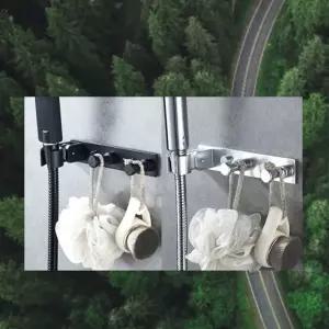 [퍼니메이커](블랙) 샤워 걸이 샤워기 거치대 홀더 벽 수건 욕실 샤워기거치대 샤워기호스 샤워기홀더 샤워