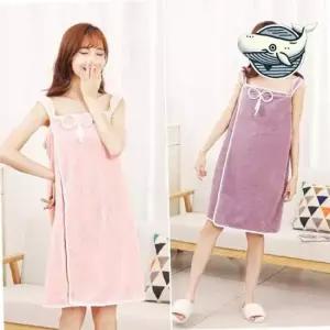 포근한 극세사 리본 샤워가운 편안한 목욕용