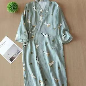 샤워 목욕 사우나 반팔 가운 바스 로브 남성용 민트