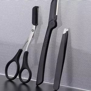 [베스트TOP100] 눈썹정리 가위 핀셋 3종세트 정교한 눈썹칼 블랙