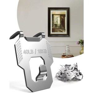 LZC 20개 발톱 드라이월 그림 걸이: 거울 사진 포스터 키트 걸이용 벽 걸이 - 손상 없음 헤비 듀티 걸이로 룸 오피스 장식용 쉽게 도구 없이 네일 프리 최대 40파운드까지 보관 가능