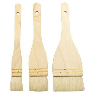 모이스티 3Pcs 플랫 헤이크 브러시, 양털 수채화용 페인트 브러시 세트, 세척, 도자기 페인팅 - 주방용 베이킹 페이스트리 및 바비큐 그릴 브러시(1/2/3인치)
