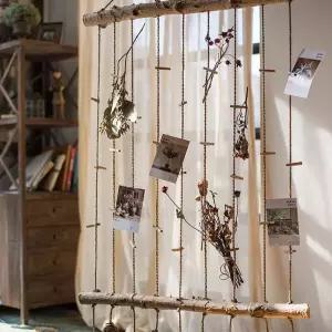 모던 우드 벽걸이 인테리어 꽃집 장식 사진 걸이 클립 끈 작은