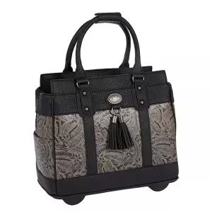 JKM  COMPANY 컴퍼니 롤링 노트북 가방 여성용, 서류 가방, 여성용 13~17인치 바퀴 포함, 블랙/그레이.,