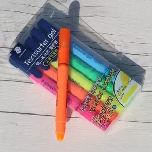 고체펜세트 형광 메모용 문구팬 5색