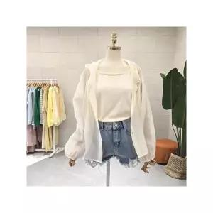 [에잇컨셉] C24E7FNB031 시스루 민소매 후드셔츠 세트_P393758022